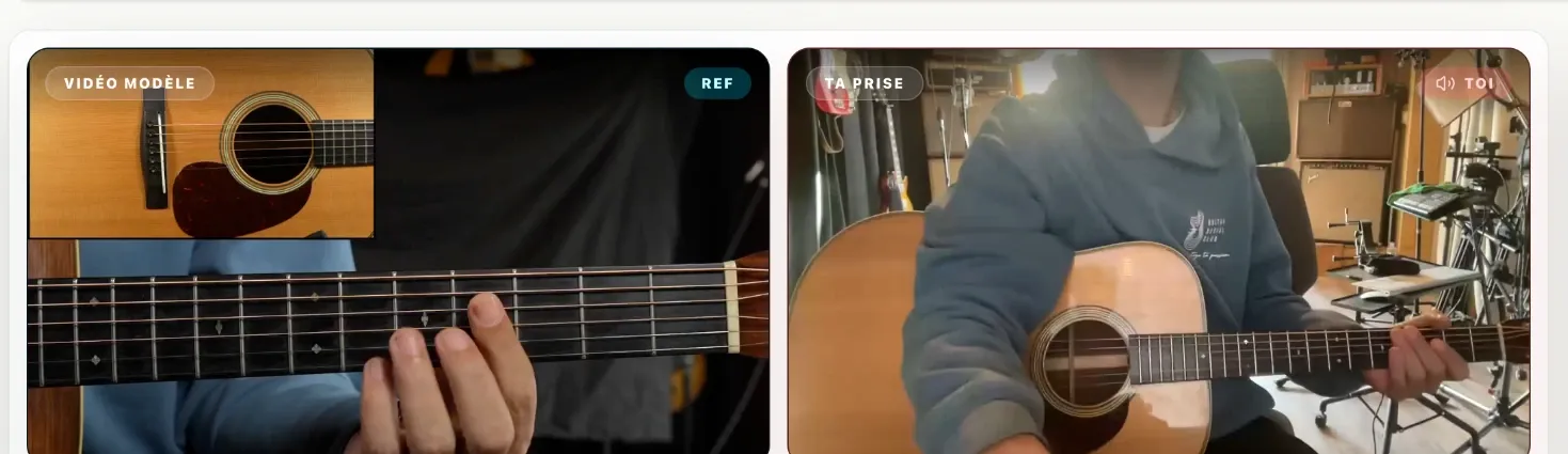 Test joué : comparaison de la vidéo modèle et de la prise du guitariste