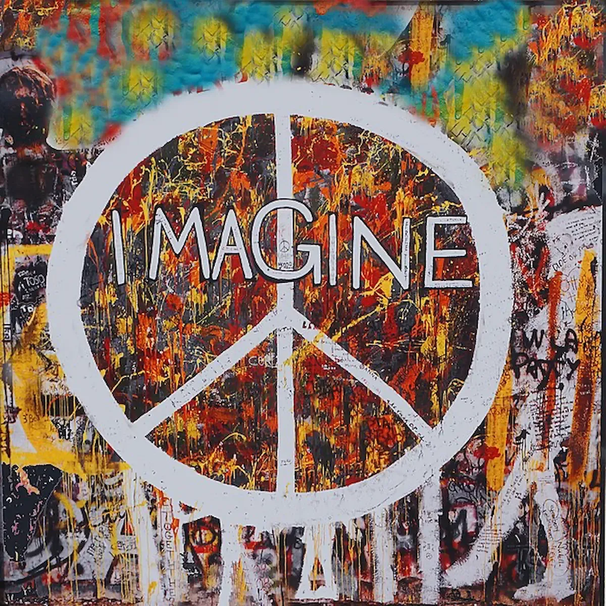 Univers visuel de John Lennon et Imagine - Paix et guitare acoustique