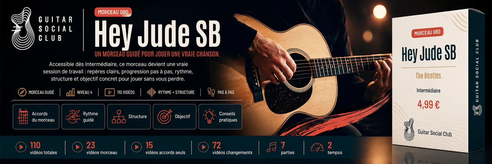 Hey Jude SB de The Beatles : un morceau guidé pour jouer une vraie chanson au Guitar Social Club