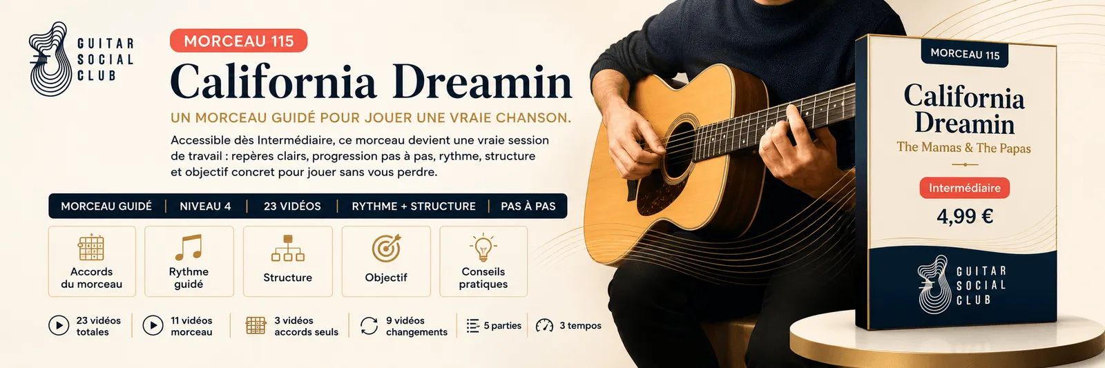 California Dreamin de The Mamas & The Papas : un morceau guidé pour jouer une vraie chanson au Guitar Social Club
