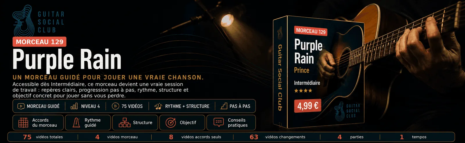 Purple Rain de Prince : un morceau guidé pour jouer une vraie chanson au Guitar Social Club