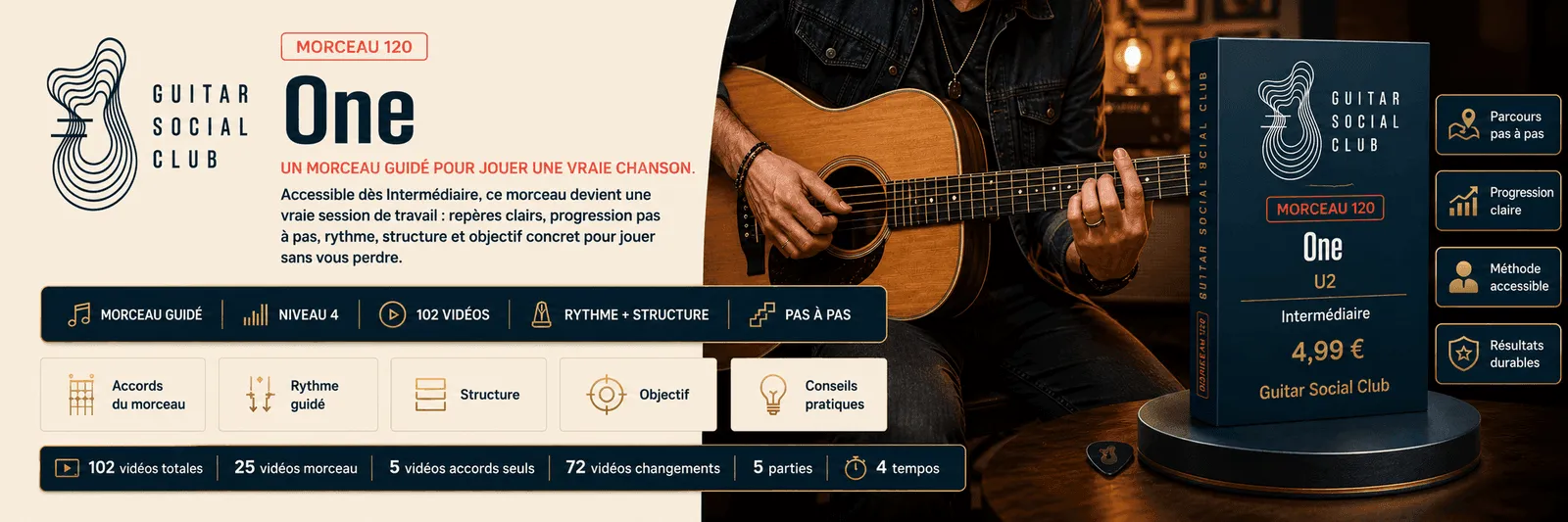 One de U2 : un morceau guidé pour jouer une vraie chanson au Guitar Social Club