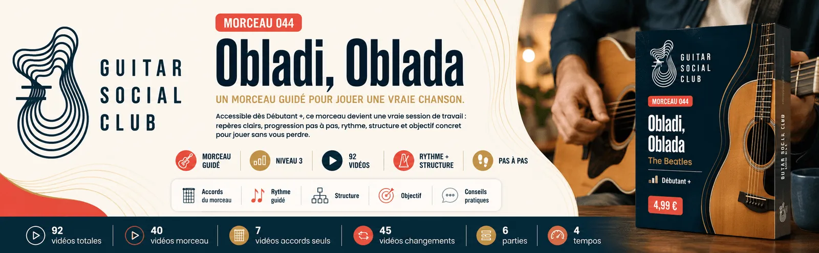Ob-La-Di, Ob-La-Da des Beatles : un morceau guidé pour jouer une vraie chanson au Guitar Social Club