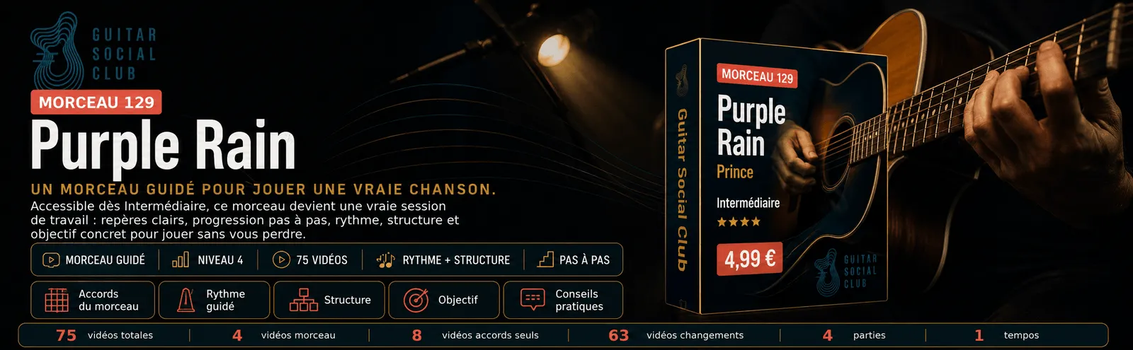 Purple Rain de Prince : un morceau guidé pour jouer une vraie chanson au Guitar Social Club