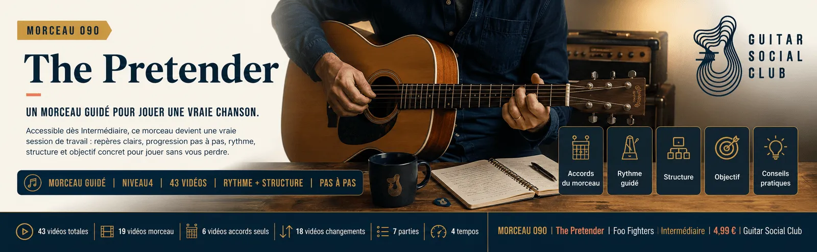 The Pretender de Foo Fighters : un morceau guidé pour jouer une vraie chanson au Guitar Social Club