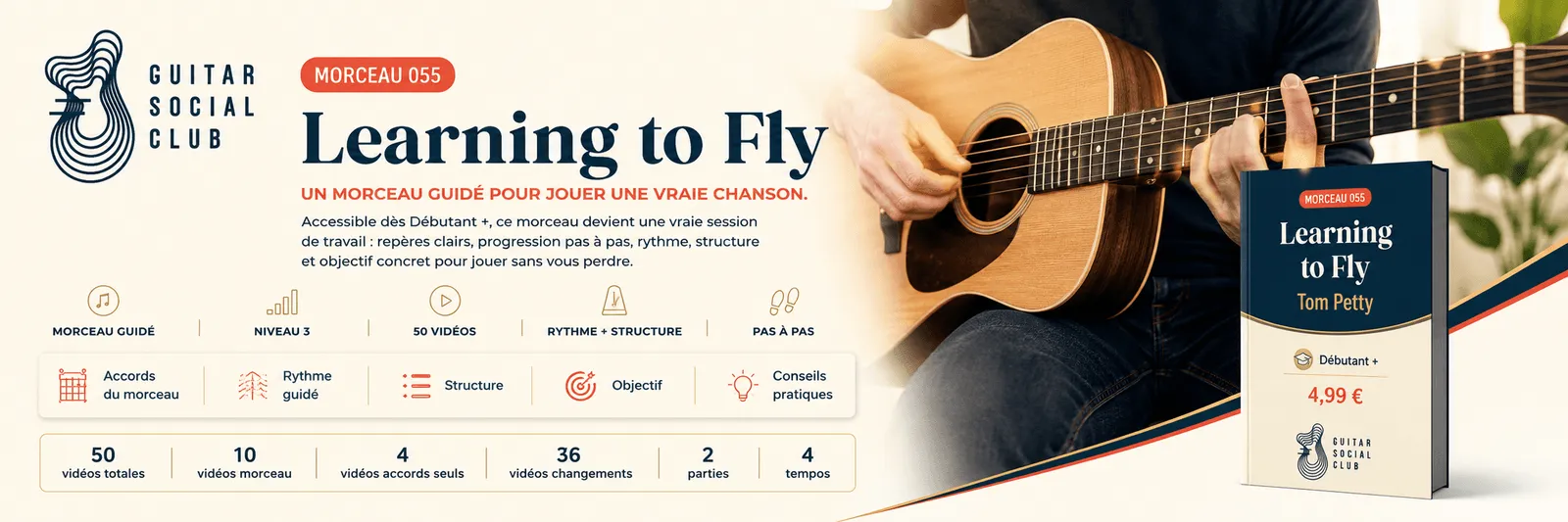 Learning to Fly de Tom Petty : un morceau guidé pour jouer une vraie chanson au Guitar Social Club
