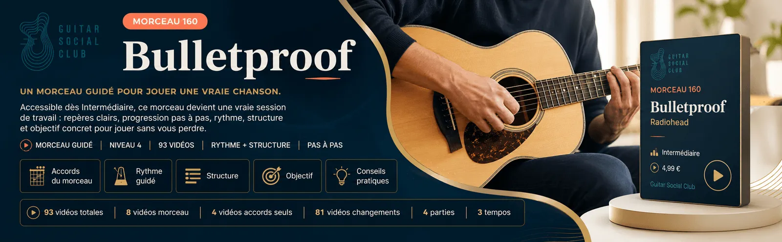 Bulletproof de Radiohead : un morceau guidé pour jouer une vraie chanson au Guitar Social Club