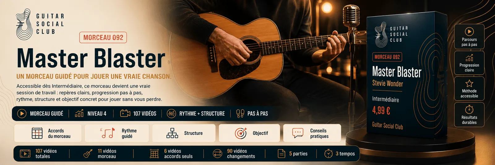 Master Blaster de Stevie Wonder : un morceau guidé pour jouer une vraie chanson au Guitar Social Club