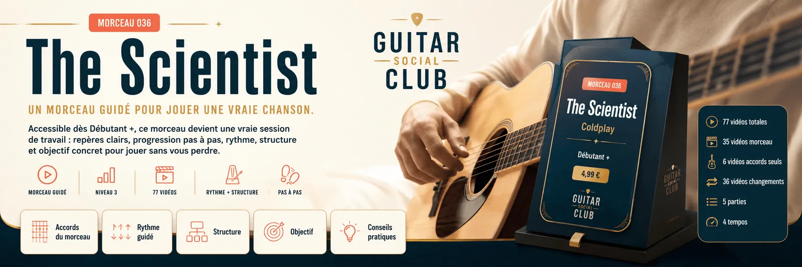 The Scientist de Coldplay : un morceau guidé pour jouer une vraie chanson au Guitar Social Club