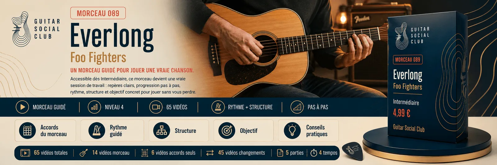 Everlong de Foo Fighters : un morceau guidé pour jouer une vraie chanson au Guitar Social Club