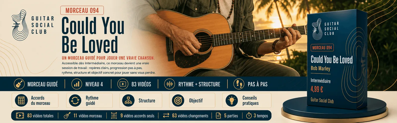 Could You Be Loved de Bob Marley : un morceau guidé pour jouer une vraie chanson au Guitar Social Club