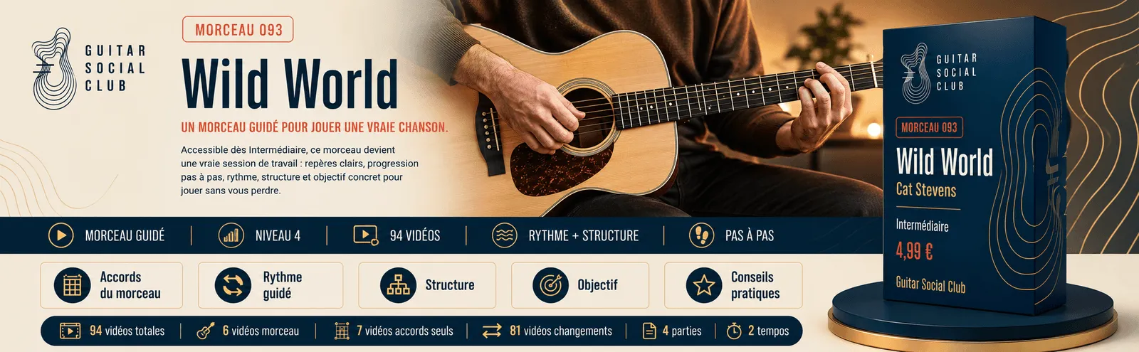 Wild World de Cat Stevens : un morceau guidé pour jouer une vraie chanson au Guitar Social Club