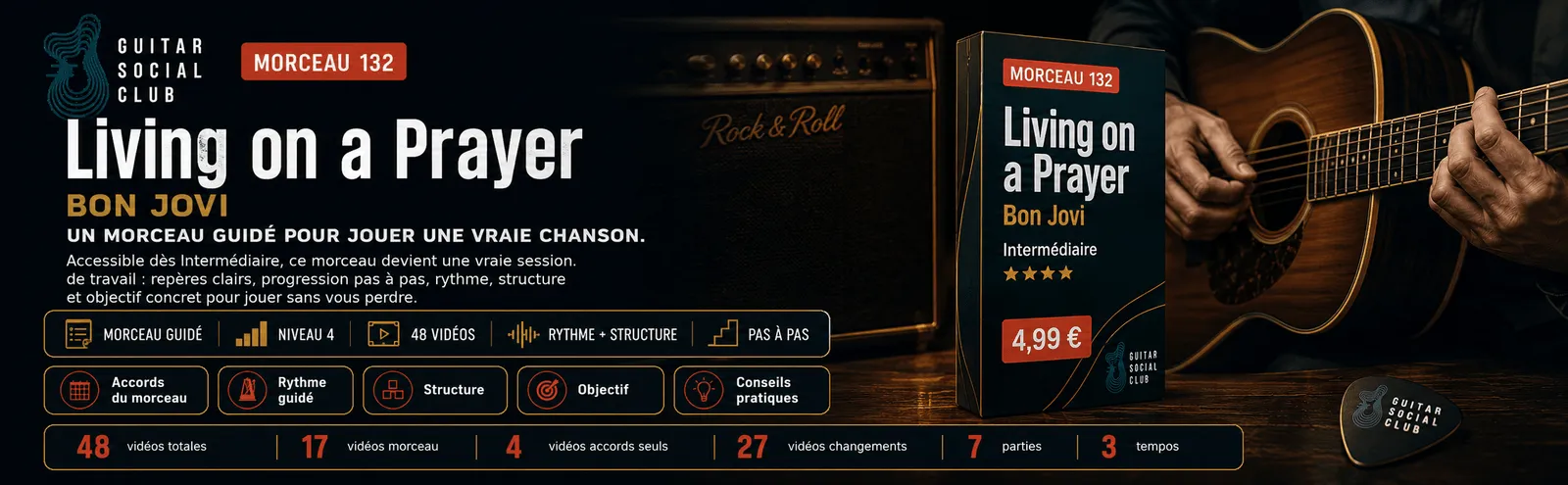 Living on a Prayer de Bon Jovi : un morceau guidé pour jouer une vraie chanson au Guitar Social Club