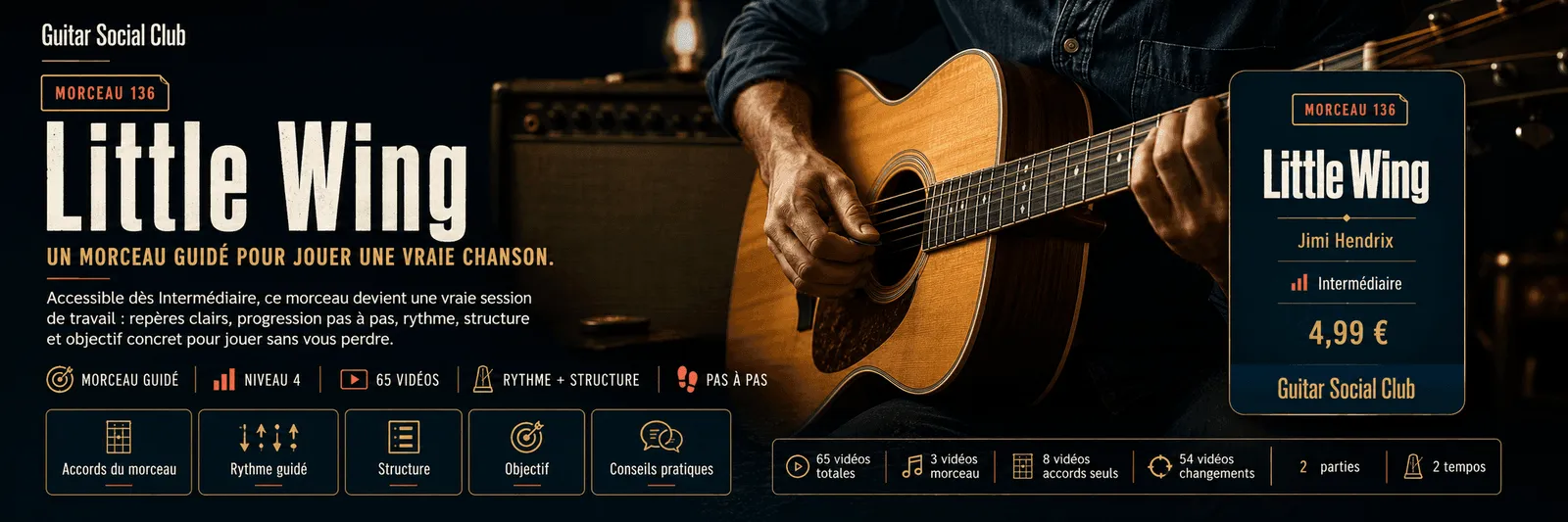 Little Wing de Jimi Hendrix : un morceau guidé pour jouer une vraie chanson au Guitar Social Club