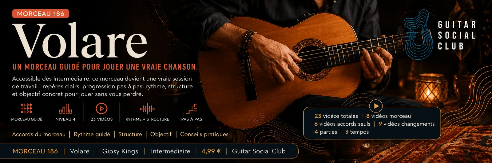 Volare de Gipsy Kings : un morceau guidé pour jouer une vraie chanson au Guitar Social Club