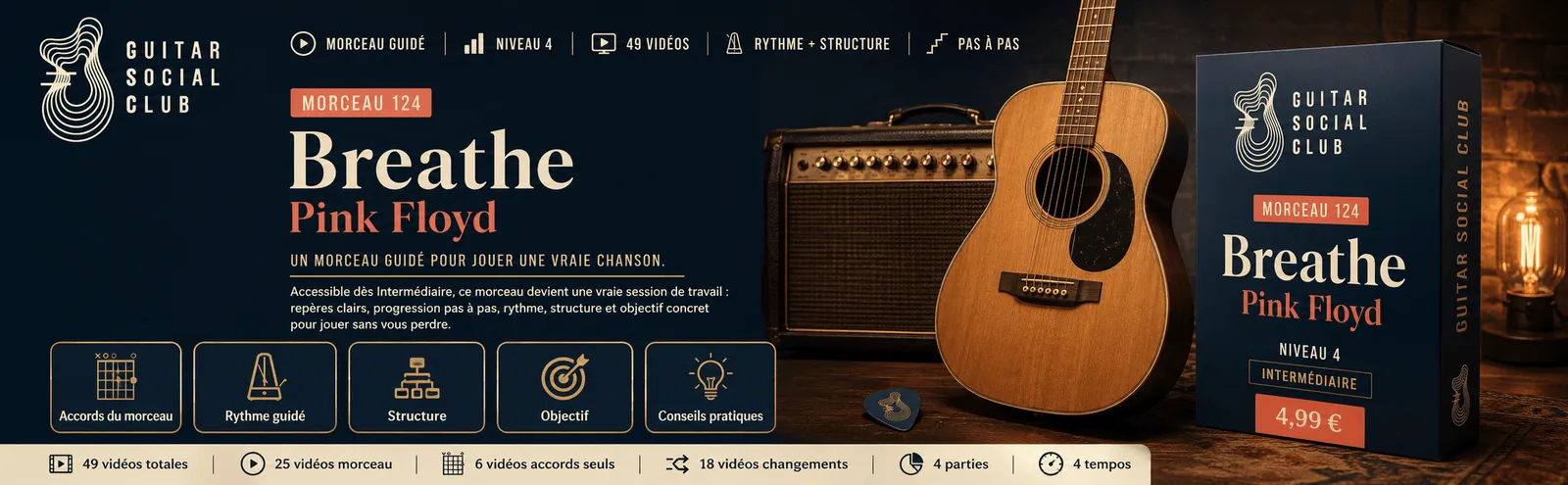 Breathe de Pink Floyd : un morceau guidé pour jouer une vraie chanson au Guitar Social Club