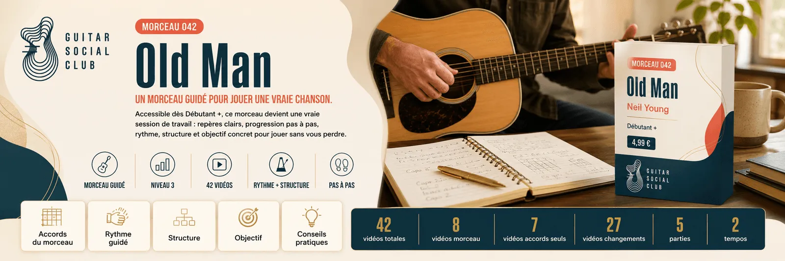 Old Man de Neil Young : un morceau guidé pour jouer une vraie chanson au Guitar Social Club