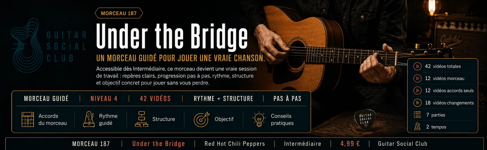 Under the Bridge de Red Hot Chili Peppers : un morceau guidé pour jouer une vraie chanson au Guitar Social Club
