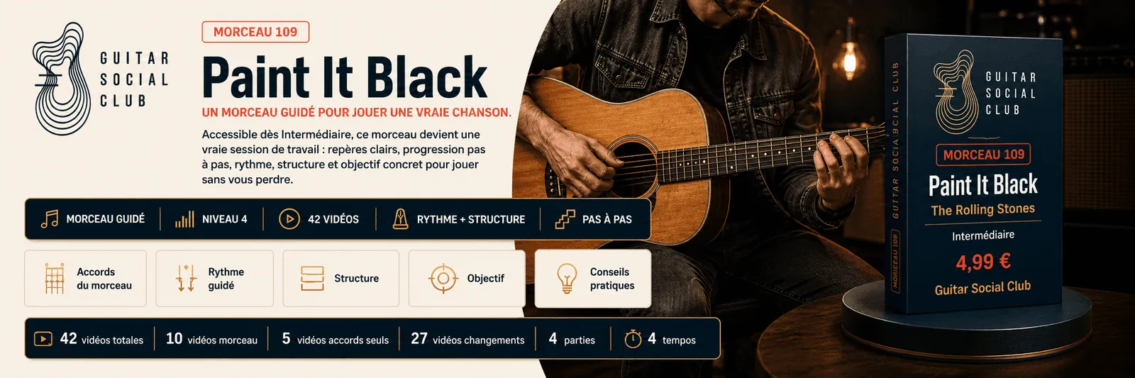 Paint It Black de The Rolling Stones : un morceau guidé pour jouer une vraie chanson au Guitar Social Club