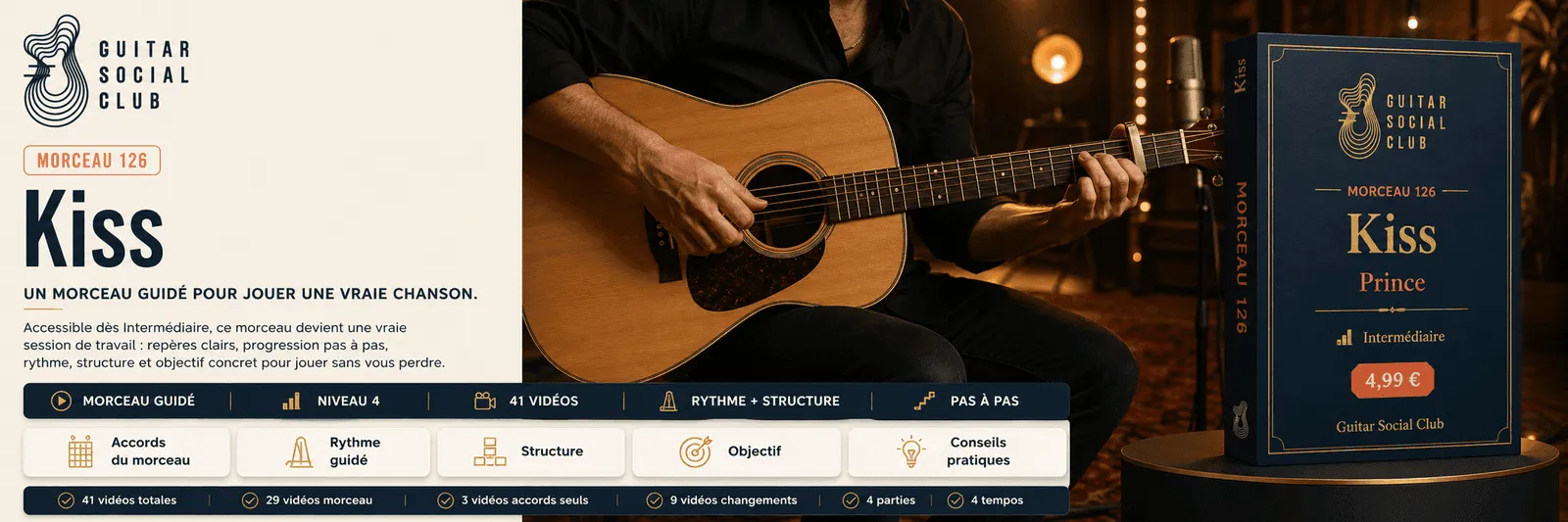 Kiss de Prince : un morceau guidé pour jouer une vraie chanson au Guitar Social Club