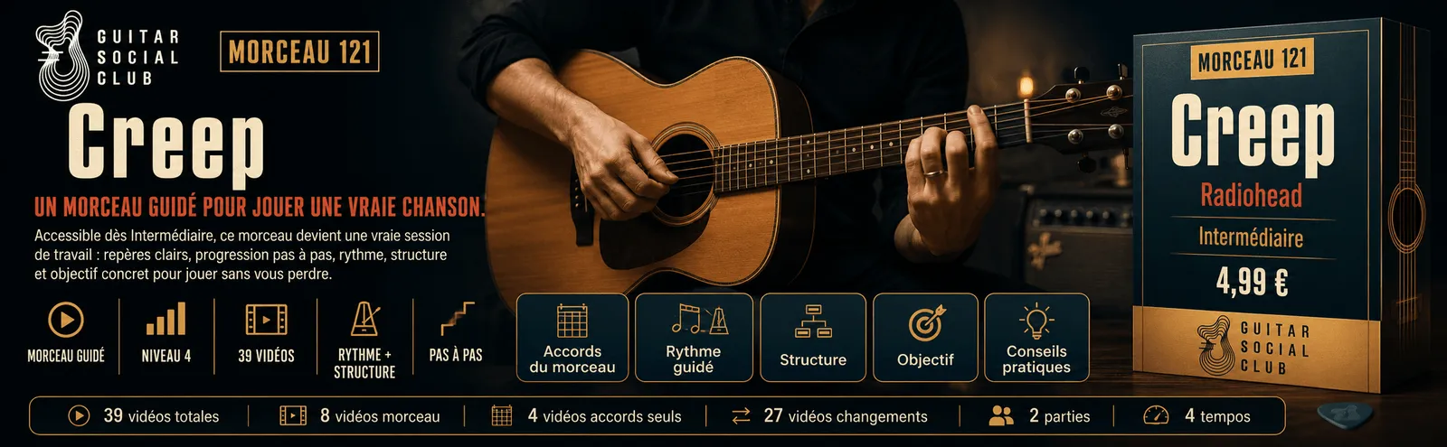 Creep de Radiohead : un morceau guidé pour jouer une vraie chanson au Guitar Social Club