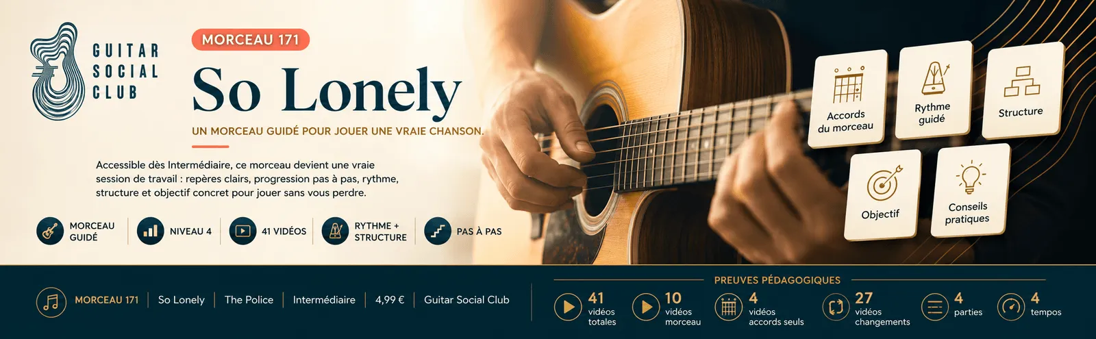 So Lonely de The Police : un morceau guidé pour jouer une vraie chanson au Guitar Social Club