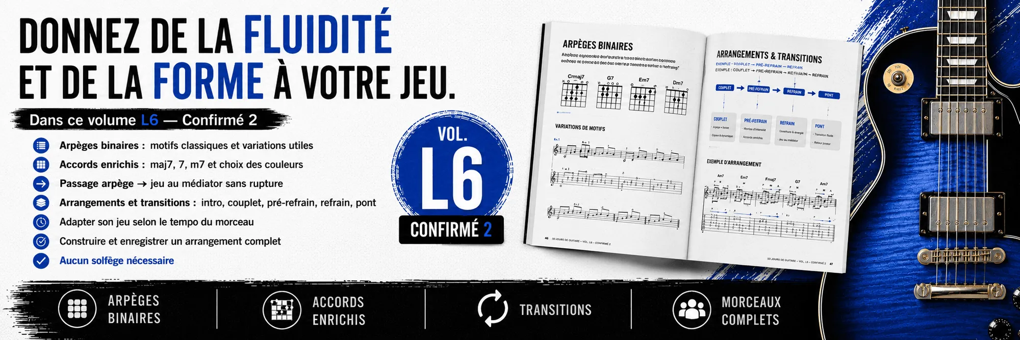 50 jours de guitare pour progresser - Vol. 6 L6 Confirmé 2 : Donnez fluidité et forme à votre jeu