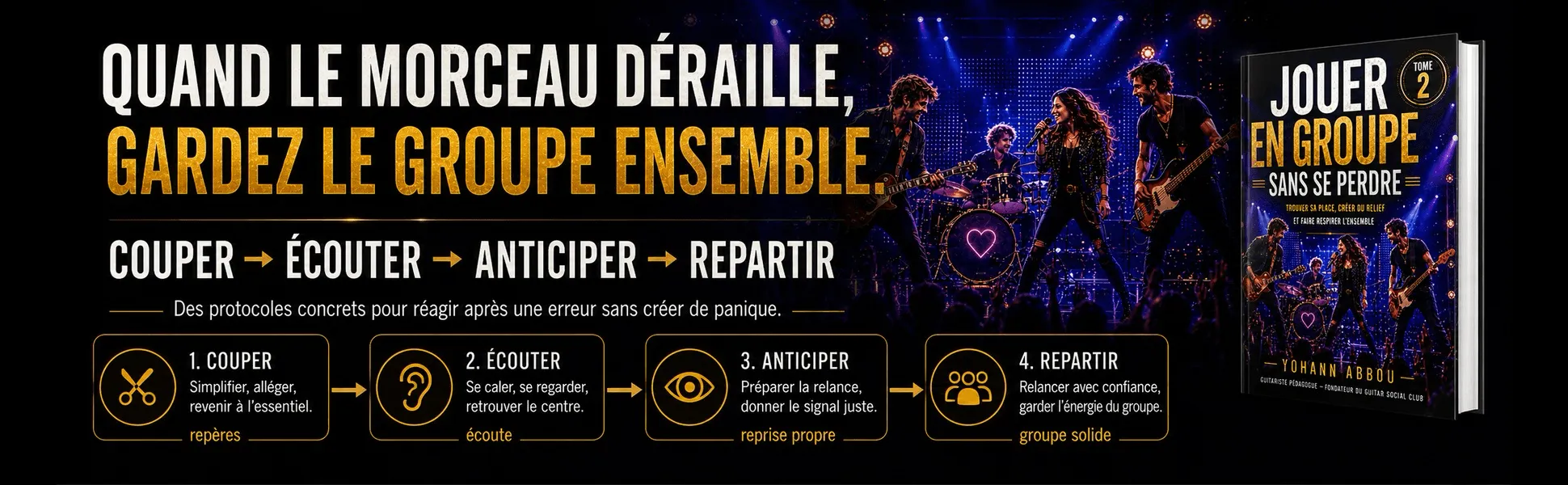 Jouer en groupe sans se perdre - Tome 2 : Quand le morceau déraille : couper, écouter, anticiper, repartir, sans créer de panique