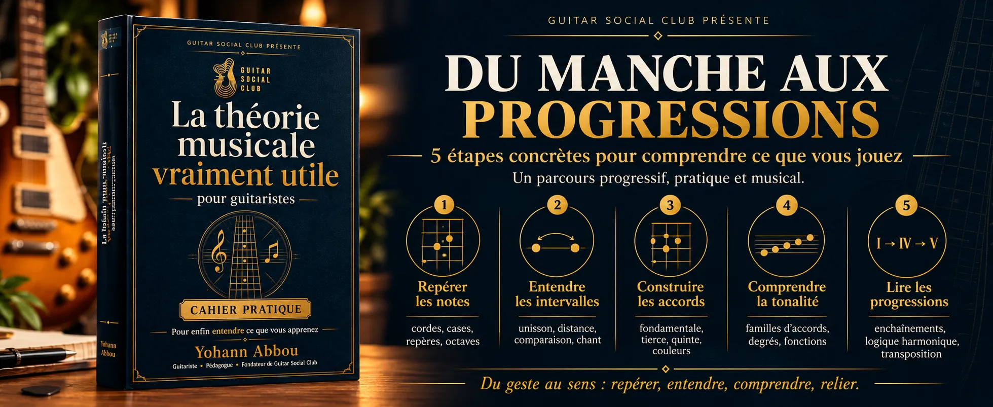 La théorie musicale vraiment utile - Tome 1 : Une progression pour relier notes, intervalles, accords et manche