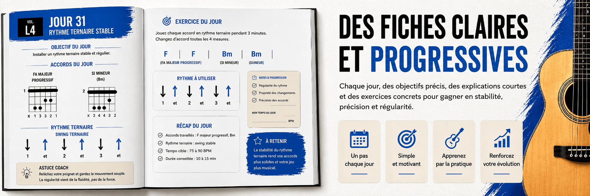 50 jours de guitare pour progresser - Vol. 4 L4 Confirmé : Rythme ternaire et progression musicale