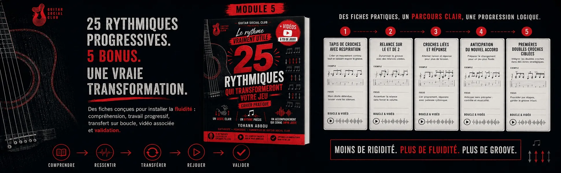 25 rythmiques guitare - Volume 2 : 25 rythmiques progressives et 5 bonus : une vraie transformation