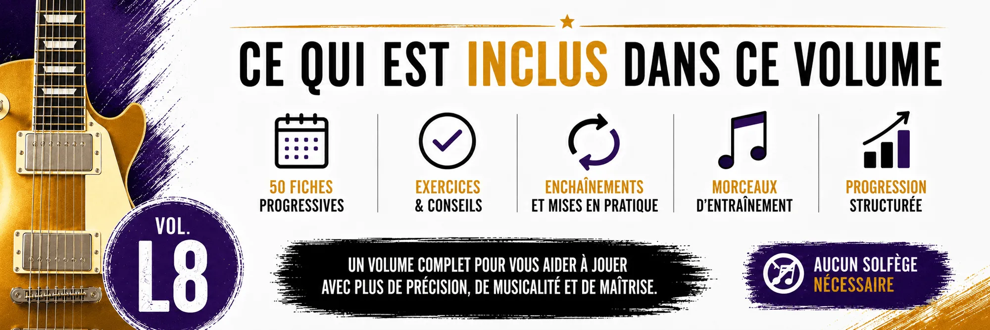 50 jours de guitare pour progresser - L8 Avancé 2 : Ce qui est inclus dans ce volume