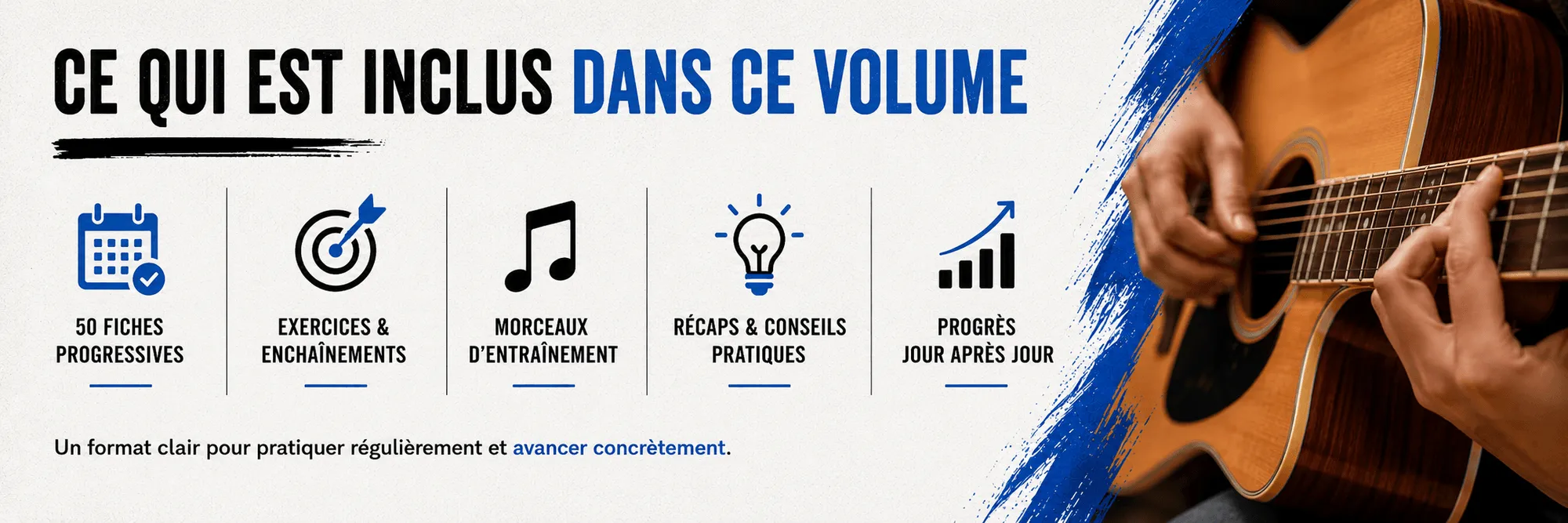 50 jours de guitare pour progresser - Vol. 4 L4 Confirmé : Ce qui est inclus dans le volume
