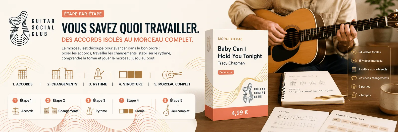 Le parcours pas à pas de Baby Can I Hold You : accords, changements, rythme, forme, jeu complet
