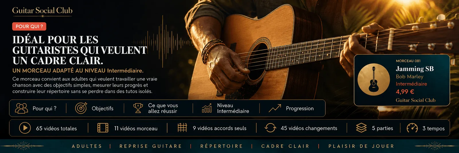 Le parcours pas à pas de Jamming SB : accords, changements, rythme, forme, jeu complet