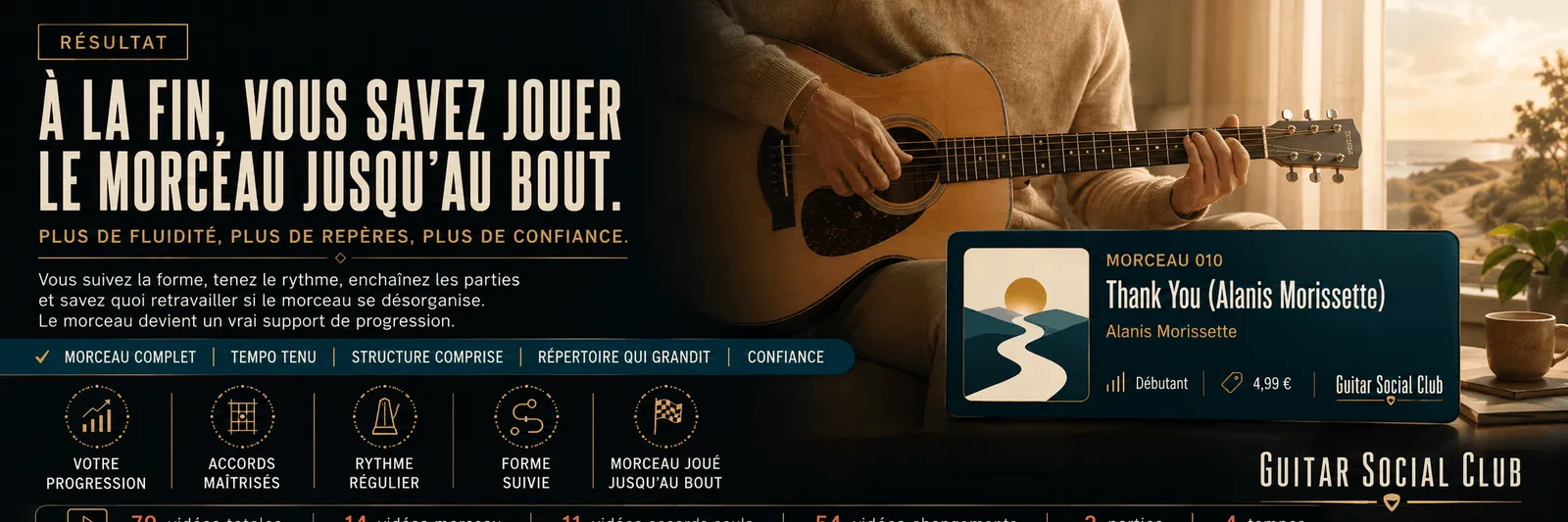Le résultat : à la fin, tu sais jouer Thank You jusqu'au bout avec plus de fluidité et de confiance