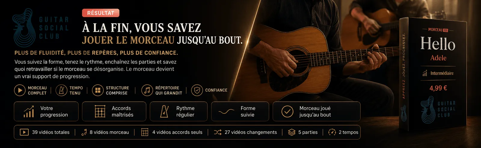 Le résultat : à la fin, tu sais jouer Hello jusqu'au bout avec plus de fluidité et de confiance