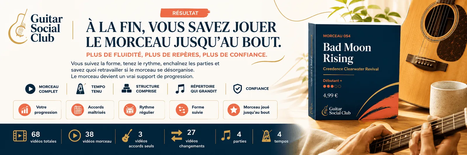 Le résultat : à la fin, tu sais jouer Bad Moon Rising jusqu'au bout avec confiance
