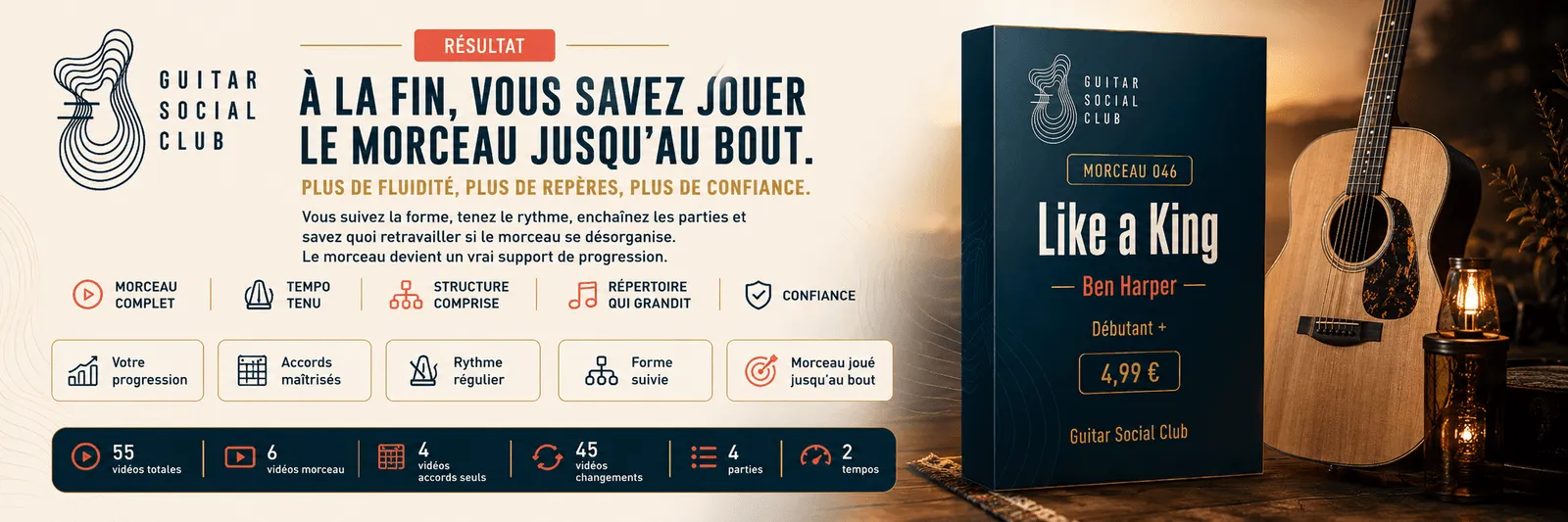 Le résultat : à la fin, tu sais jouer Like a King jusqu'au bout avec plus de fluidité et de confiance