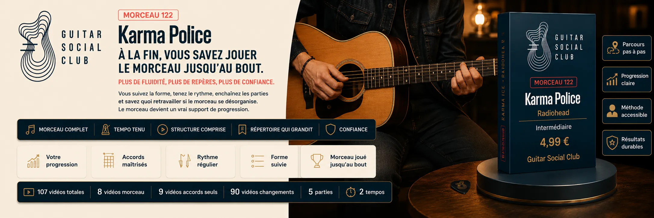 Le résultat : à la fin, tu sais jouer Karma Police jusqu'au bout avec plus de fluidité et de confiance