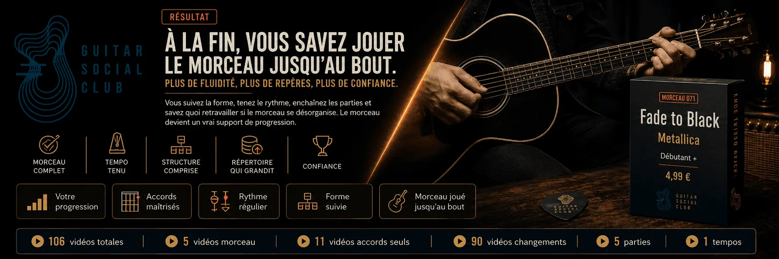 Le résultat : à la fin, tu sais jouer Fade to Black jusqu'au bout avec plus de fluidité et de confiance