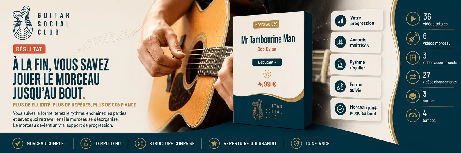 Le résultat : à la fin, tu sais jouer Mr Tambourine Man jusqu'au bout avec plus de fluidité et de confiance