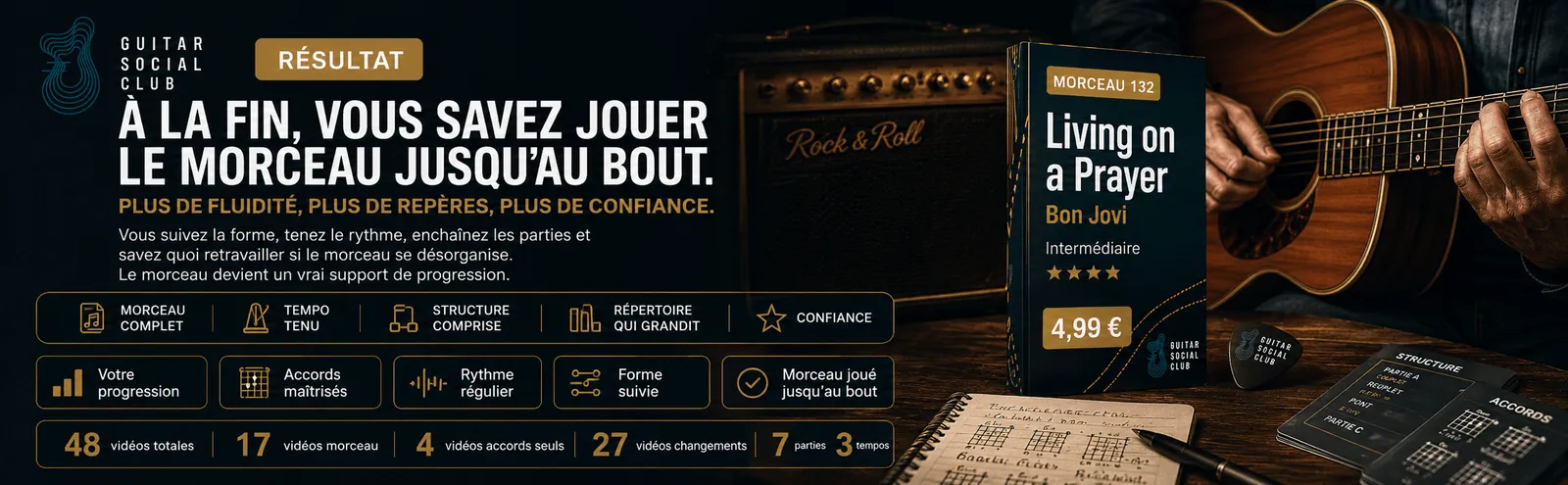 Le résultat : à la fin, tu sais jouer Living on a Prayer jusqu'au bout avec plus de fluidité et de confiance