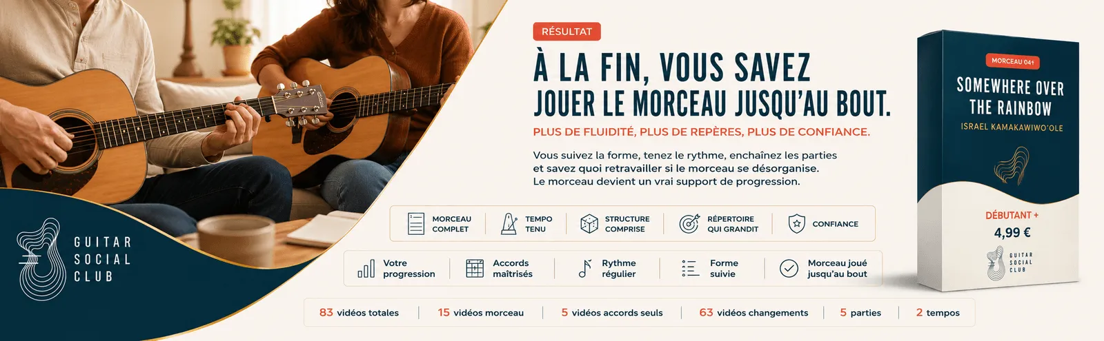Le résultat : à la fin, tu sais jouer Somewhere Over the Rainbow jusqu'au bout avec plus de fluidité et de confiance