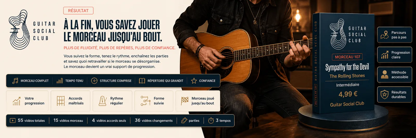 Le résultat : à la fin, tu sais jouer Sympathy for the Devil jusqu'au bout avec plus de fluidité et de confiance