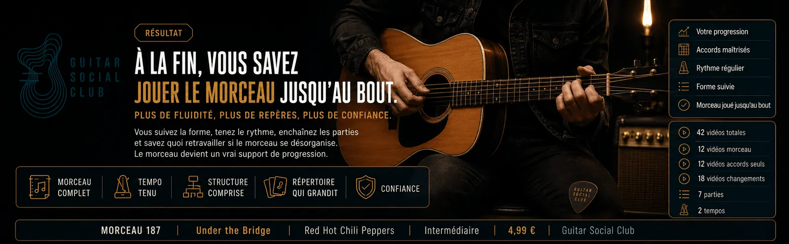Le résultat : à la fin, tu sais jouer Under the Bridge jusqu'au bout avec plus de fluidité et de confiance