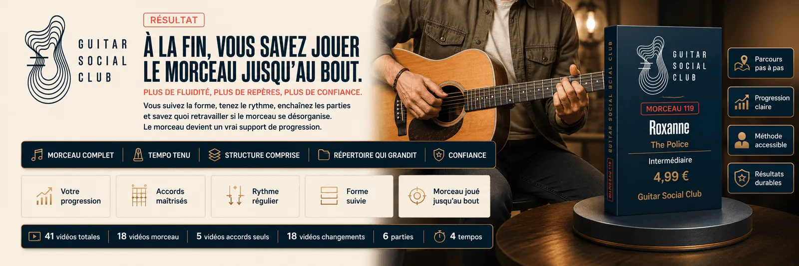 Le résultat : à la fin, tu sais jouer Roxanne jusqu'au bout avec plus de fluidité et de confiance