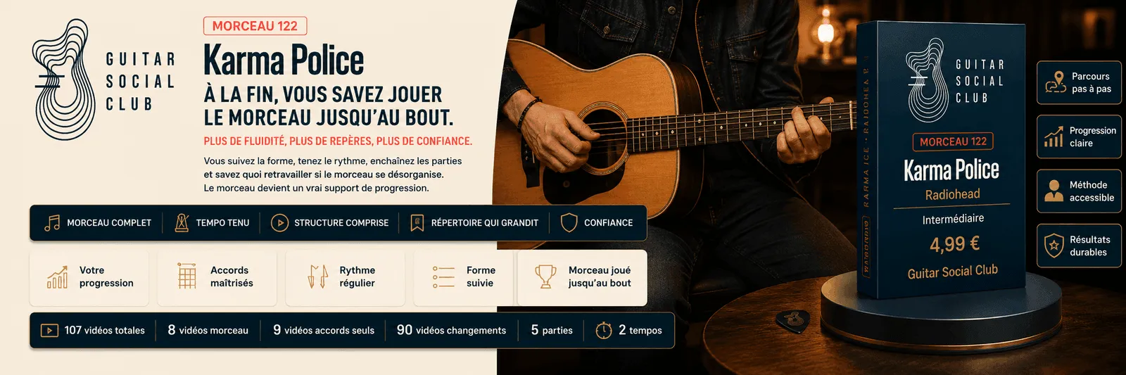 Le résultat : à la fin, tu sais jouer Karma Police jusqu'au bout avec plus de fluidité et de confiance