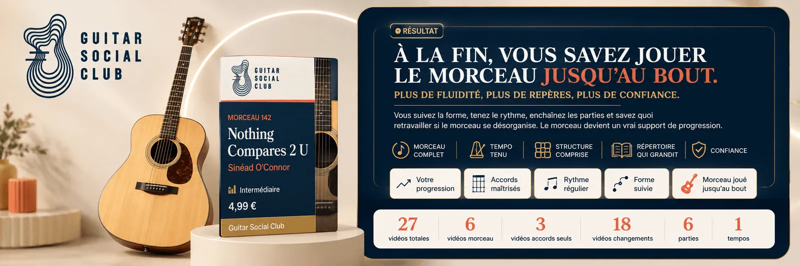 Le résultat : à la fin, tu sais jouer Nothing Compares 2 U jusqu'au bout avec plus de fluidité et de confiance