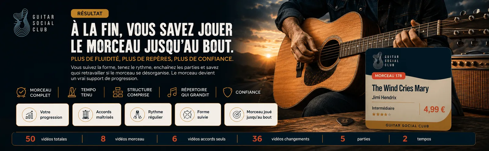 Le résultat : à la fin, tu sais jouer The Wind Cries Mary jusqu'au bout avec plus de fluidité et de confiance